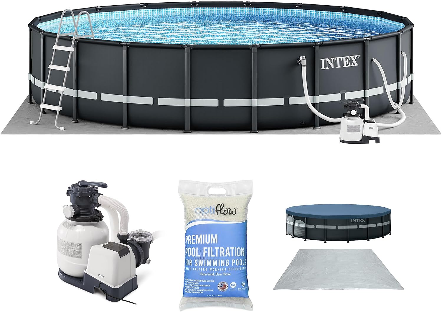 Ultra XTR 26325EH  488 x 122 cm con pompa a sabbia e sabbia filtrante premium OptiFlow da 22,7 kg