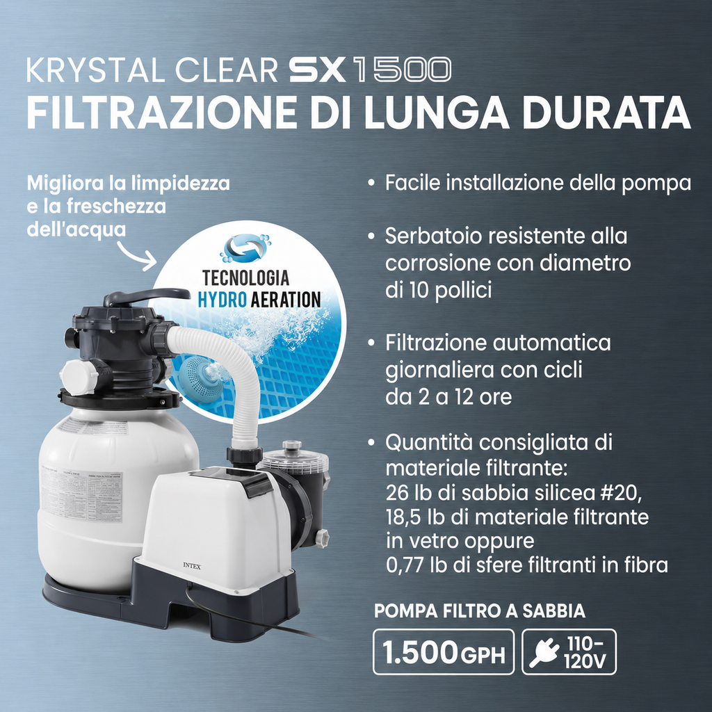 Ultra XTR 26325EH  488 x 122 cm con pompa a sabbia e sabbia filtrante premium OptiFlow da 22,7 kg