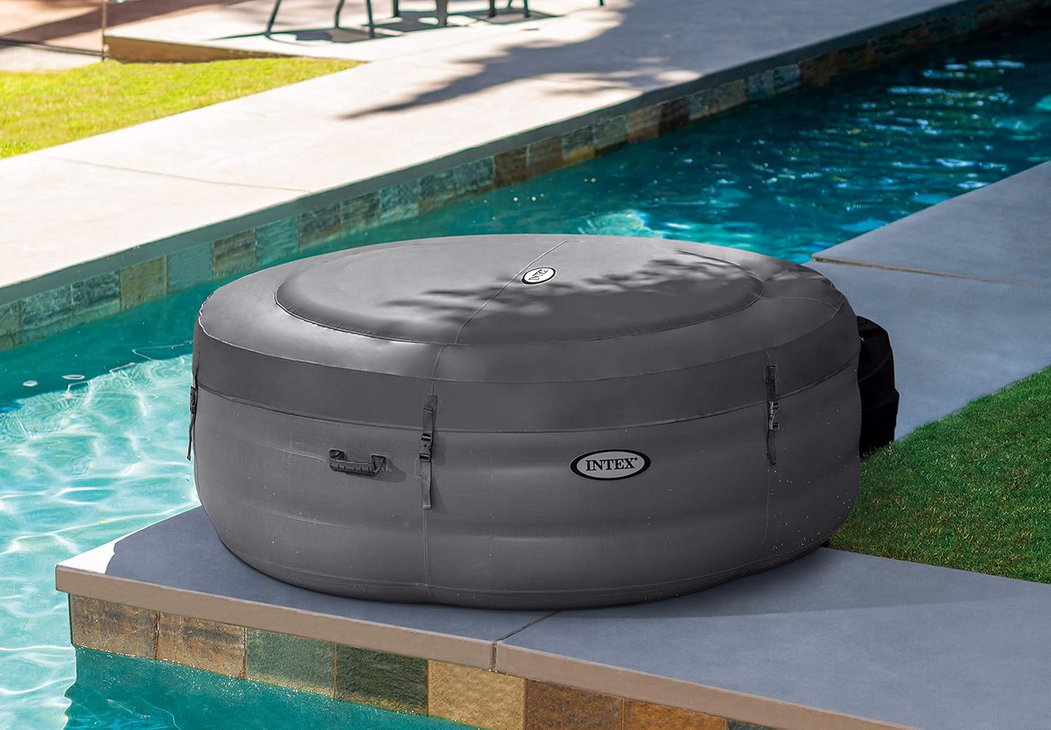 Simple Spa 28482EX –  idromassaggio gonfiabile, 4 posti, grigio, diametro 196 x 66 cm